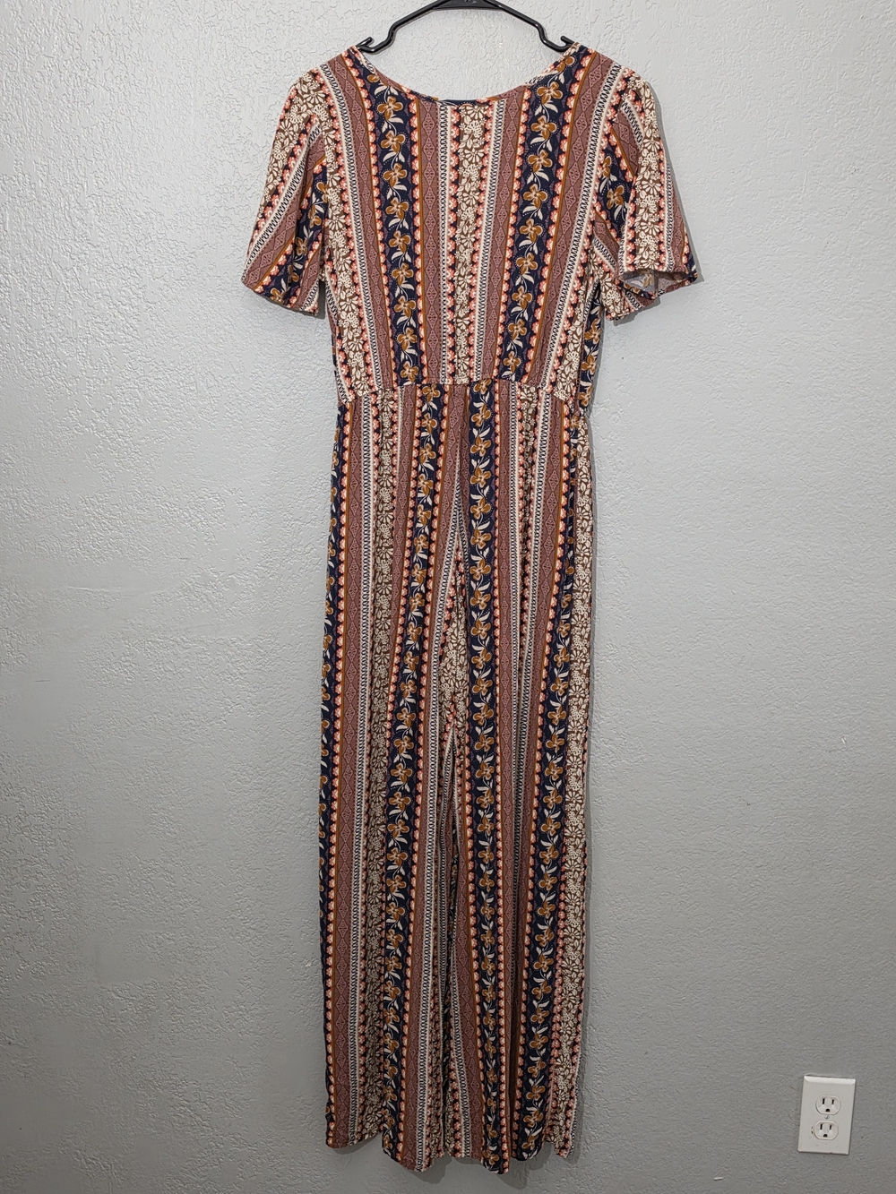 Band of Gypsies Floral and Striped Boho Jumpsuit Multicolor Wide Leg Womens Med - Picture 8 of 9